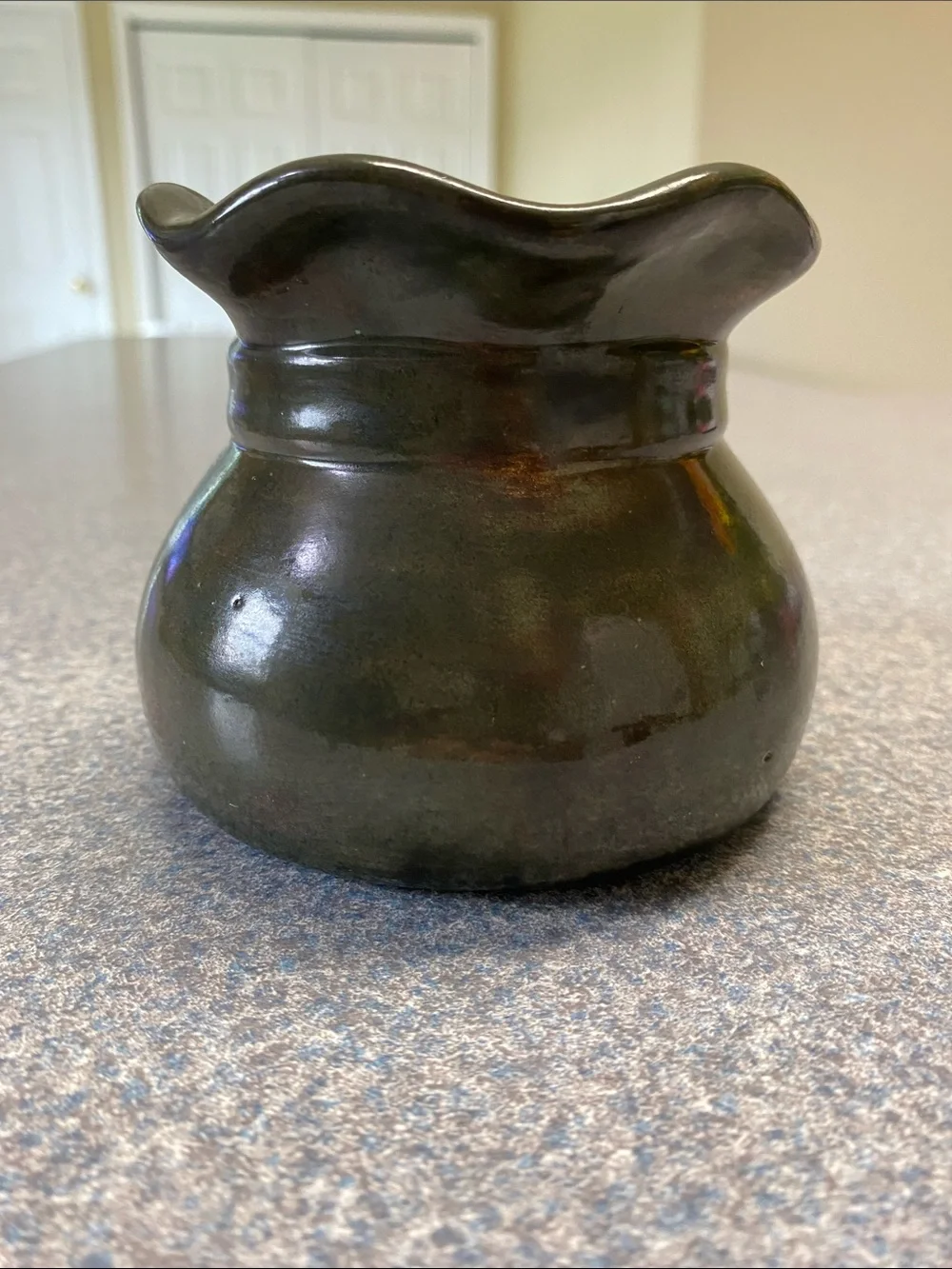 Hand Crafted Olive Green Ceramic Accent Vase